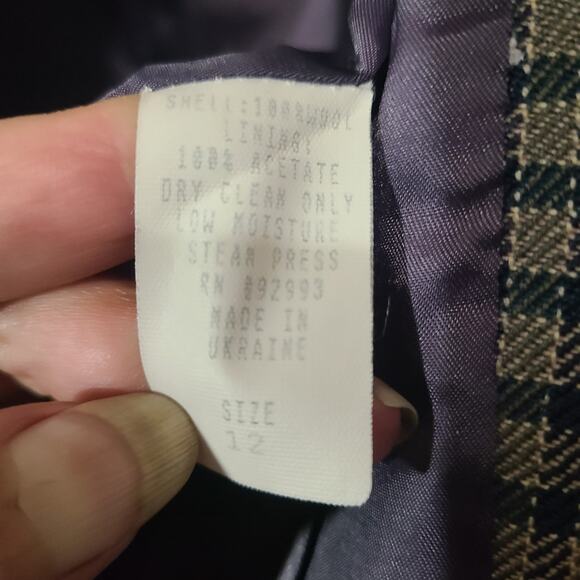 Vintage Petite Sophisticate Plaid 100% Wool Blazer Jacket Fitted Women's 12 - Picture 6 of 10
